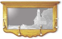 "Peaceful Cove" Lighthouse Etched Mirror Coat Rack