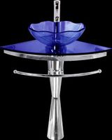 Pedestal Sinks, Blue Glass Hourglass Pedestal Sink
