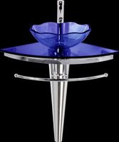 Pedestal Sinks, Blue Glass Tapered Pedestal Sink