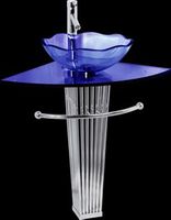 Pedestal Sinks, Blue Glass Tubular Pedestal Sink