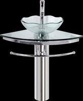 Pedestal Sinks, Clear Glass Cylindrical Pedestal Sink