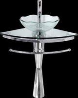 Pedestal Sinks, Clear Glass Hourglass Pedestal Sink