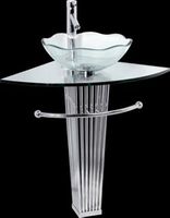 Pedestal Sinks, Clear Glass Tubular Pedestal Sink