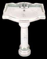 Pedestal Sinks White/Floral Vitreous China, India Reserve Decorative Pedestal Sink