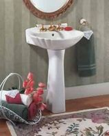 Pedestal Sinks White Vitreous China, 8" Widespread Sculptured Shell
