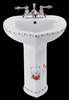 Pedestal Sinks, White Vitreous China, Painted Piggy Bear Children's Pedestal Sink