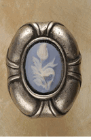Philippe Insert Large Pewter Cabinet Knob/Pull / Blue Cameo Rose