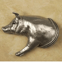 Pig Cabinet Knob/Pull In Pewter (Facing Left)