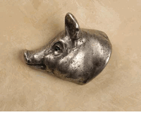 Pig Head Cabinet Knob/Pull In Pewter (Facing Left)