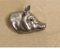 Pig Head Cabinet Knob/Pull In Pewter (Facing Right)