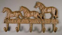 Playful Triple Horse Coat Rack, Cast Iron