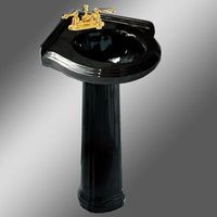 Portsmouth Deluxe Vitreous China Corner Pedestal Sink (Black Color)
