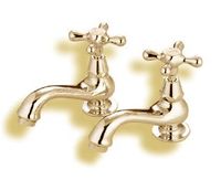 PVD Brass Basin Faucet Set, Hot/Cold Single Tap Lav Faucet Pair