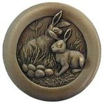 Rabbits Cabinet Knob, Antique Brass