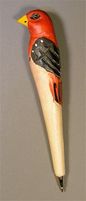 Red Bird Handcarved Wood Pen