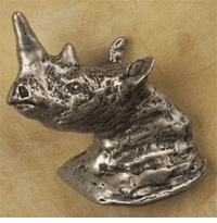 Rhino Head Pewter Cabinet Knob/Pull (Left Facing)