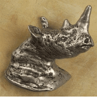 Rhino Head Pewter Cabinet Knob/Pull (Right Facing)