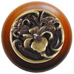River Iris Cherry Cabinet Knob, Antique Brass