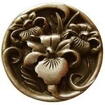 River Irises Cabinet Knob, Antique Brass