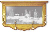 "Rock Creek Crossing" Elk Etched Mirror Coat Rack