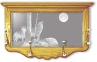 "Rocky Outpost" Wolves Etched Mirror Coat Rack