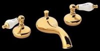 Roman Tub Filler Sets, Bright Brass Roman Tub Faucet W/Porcelain Levers