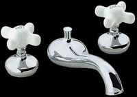 Roman Tub Filler Sets, Chrome Roman Tub Faucet w/Porcelain Cross Handle