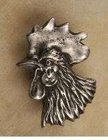 Rooster Head Pewter Cabinet Knob/Pull (Facing Left)