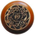 Saratoga Rose Cherry Cabinet Knob, Antique Brass