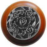 Saratoga Rose Cherry Cabinet Knob, Antique Pewter