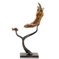 Sea Otter Brass Art Sculpture, Marble Base