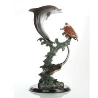 Sea Trio II Metal Art Sculpture, Brass & Marble