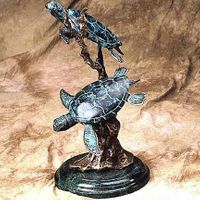 Sea Turtle Duet Seascape Metal Art Sculpture