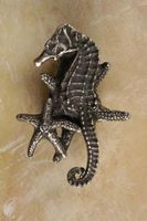 Seahorse Starfish Cluster Pewter Cabinet Knob/Pull (Left Facing)