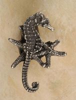 Seahorse Starfish Cluster Pewter Cabinet Knob/Pull (Right Facing)