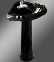 Sheffield Deluxe Vitreous China Corner Pedestal Sink (Black Color)