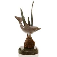 Single Dolphin Art Figurine, Marble Base