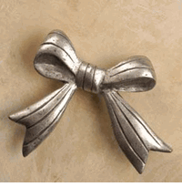 Single Loop Ribbon Large Pewter Cabinet Knob/Pull