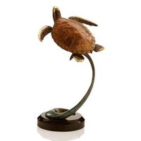 Single Sea Turtle Sculpture, Marble Base