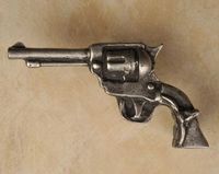 Six-Shooter Gun Pewter Cabinet Knob/Pull (Left Face)