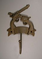 Six Shooter Gun  Wall Hook, Cast/Wrought Iron