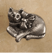 Small Calico Cat Cabinet Knob/Pull (Left)