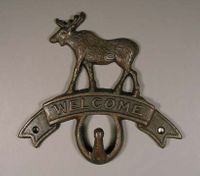 Small Cast Iron Moose Welcome Wall Hook