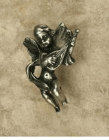 Small Cherub With Mandolin Pewter Cabinet Knob/Pull