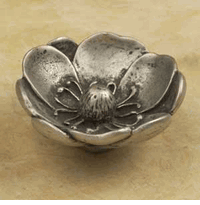 Small Magnolia Flower Cabinet knob/Pull In Pewter