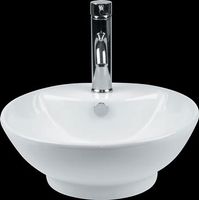 Small Round White Vitreous China Over Counter Vessel Sink
