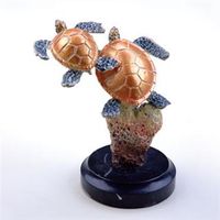 Small Sea Turtle Duo, Cast Brass & Marble