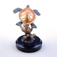 Small Sea Turtle Sculpture, Cast Brass & Marble