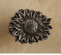 Small Sunflower Oval Cabinet Knob/Pull In Pewter