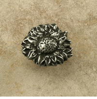 Small Sunflower Round Cabinet Knob/Pull In Pewter